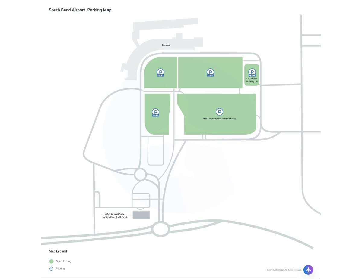 South Bend International Airport (SBN) Parking Map