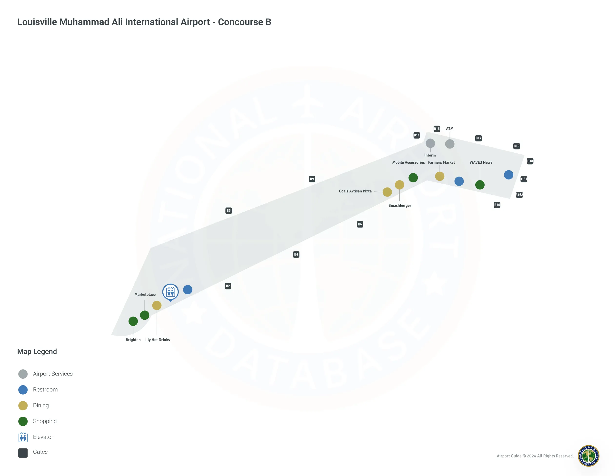 Louisville Airport SDF | Concourse B/Level 1 Map