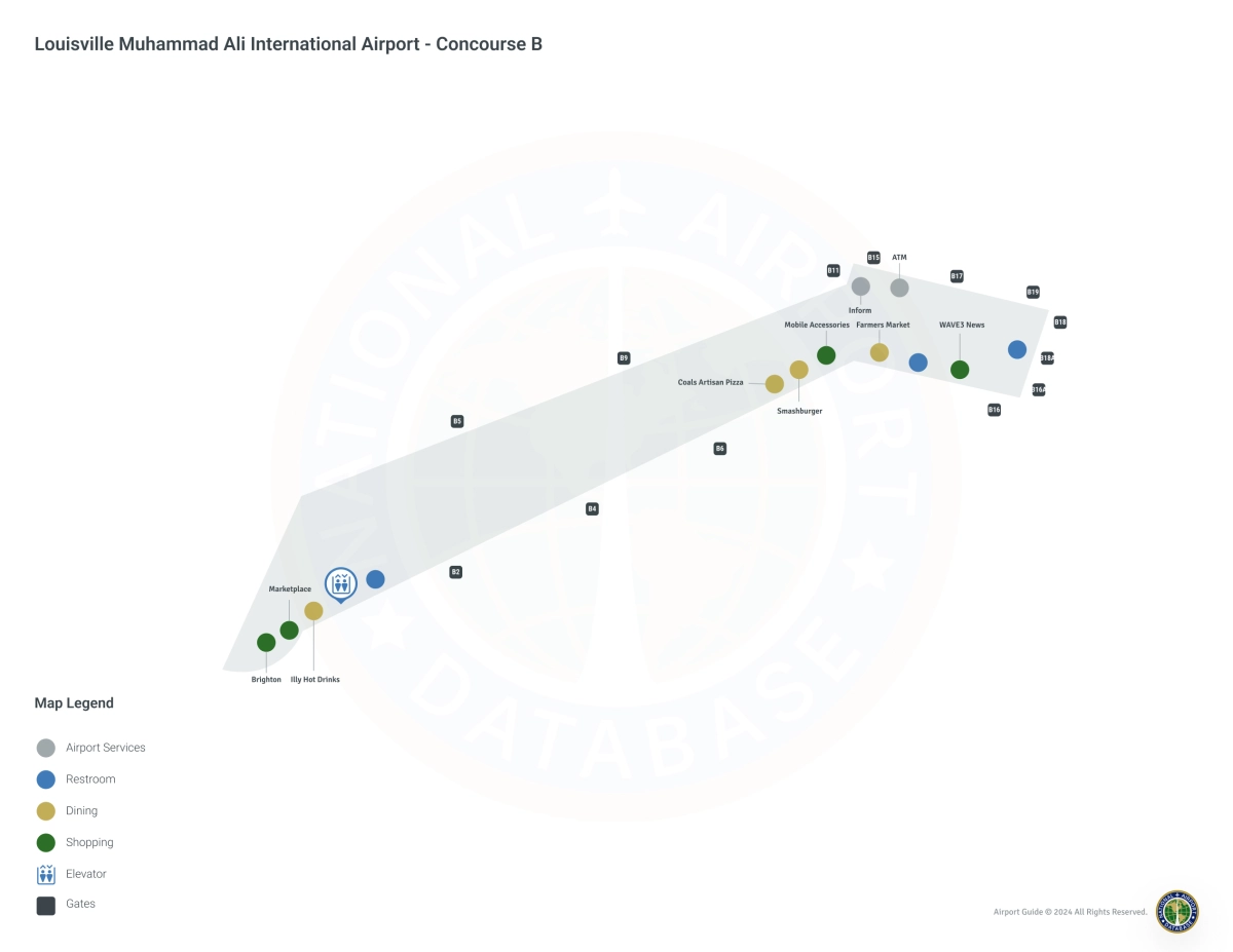 Louisville Airport SDF | Concourse B/Level 1 Map