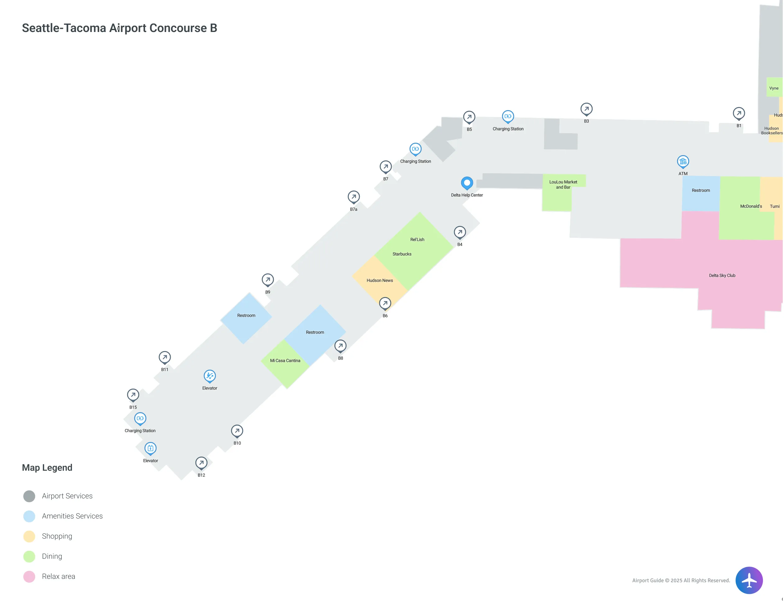 SEA Concourse B Level map