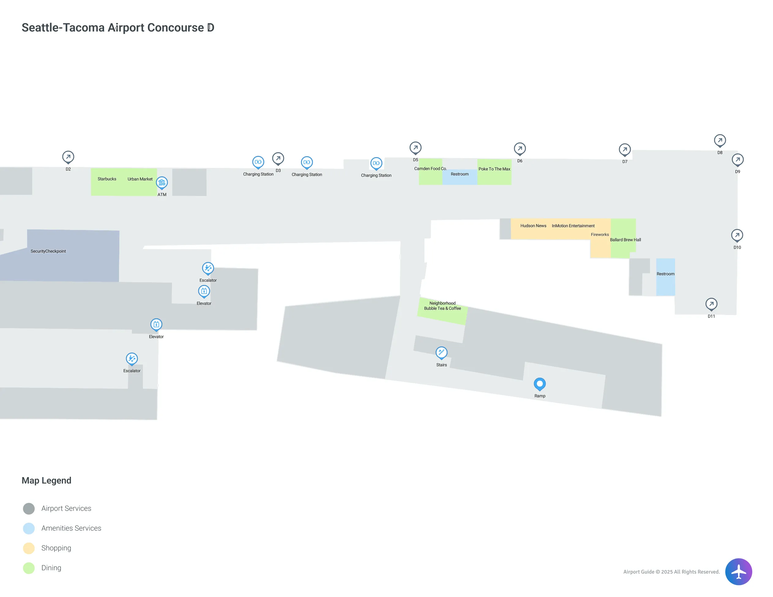 SEA Concourse D Level map