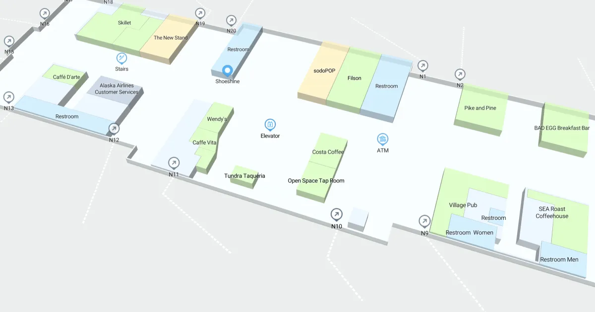 Seattle-Tacoma International Airport Concourse N Interactive Map