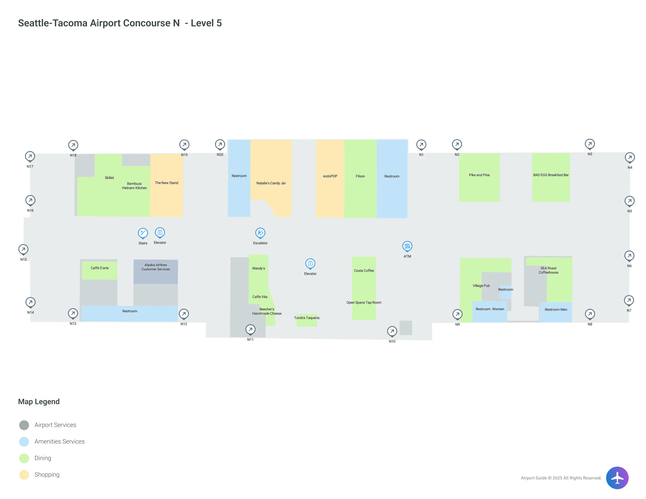 SEA Concourse N Level 5 map
