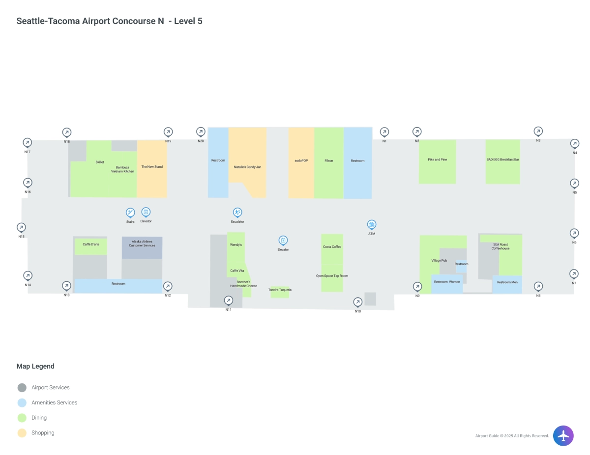 SEA Concourse N Level 5 map