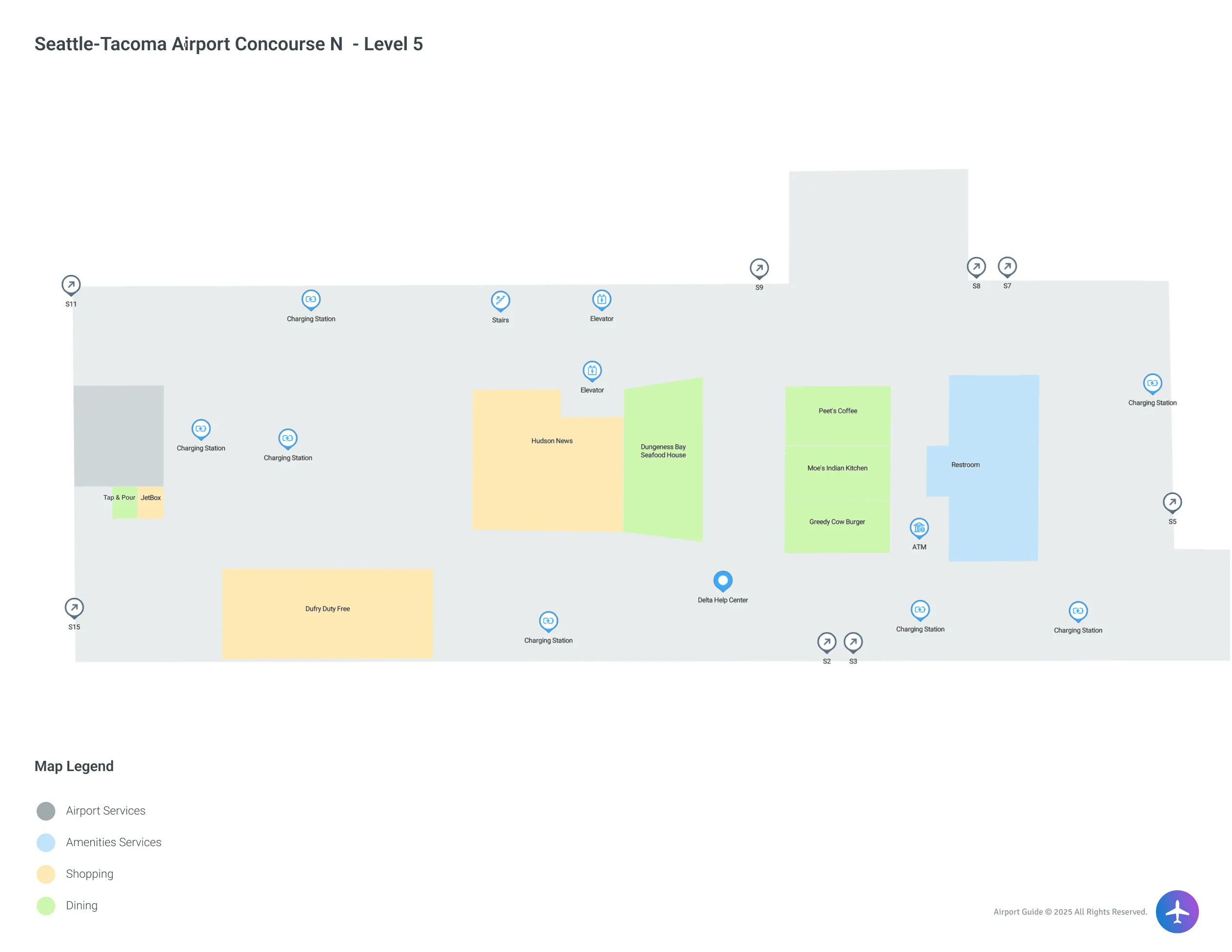 SEA Concourse S Level 5 map