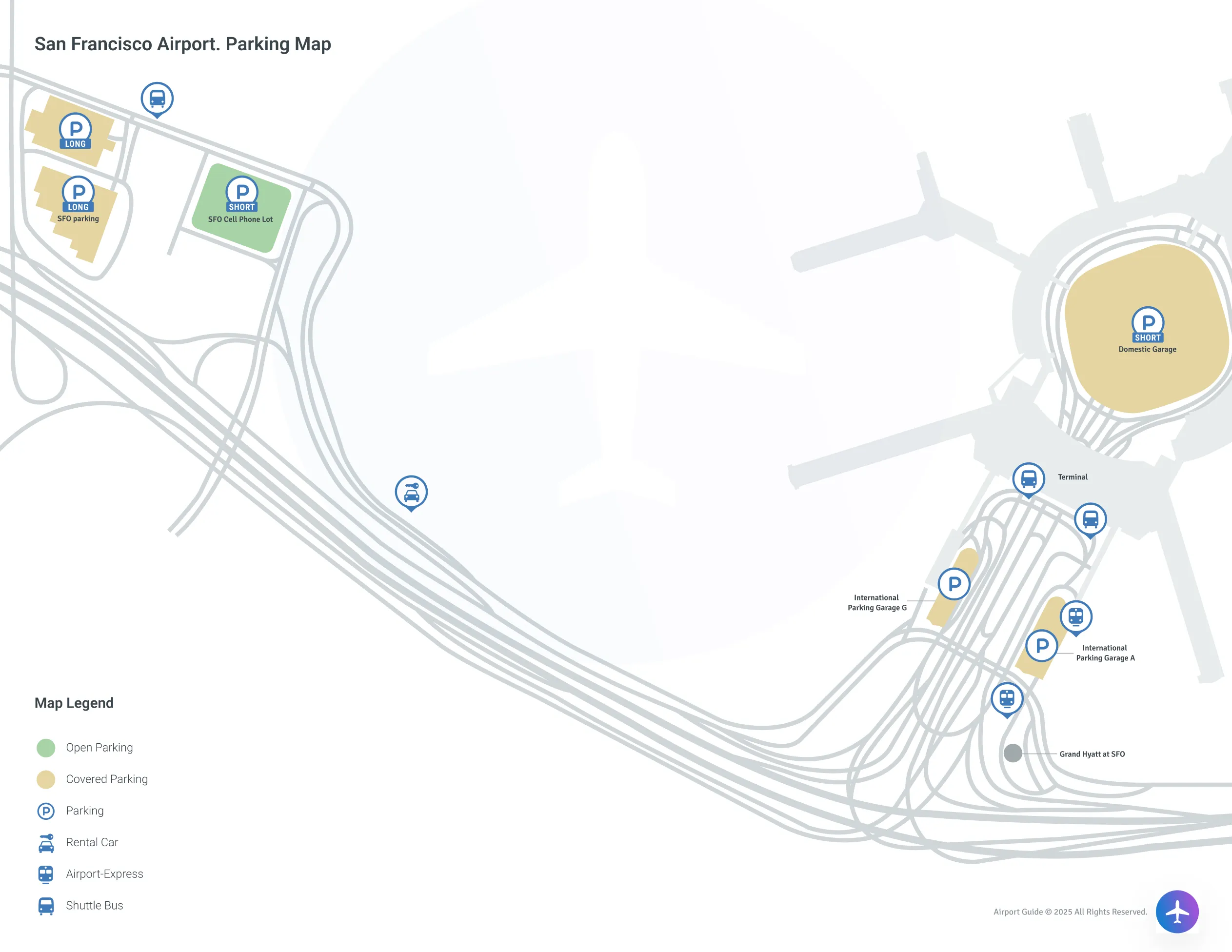 San Francisco International Airport (SFO) Parking Map