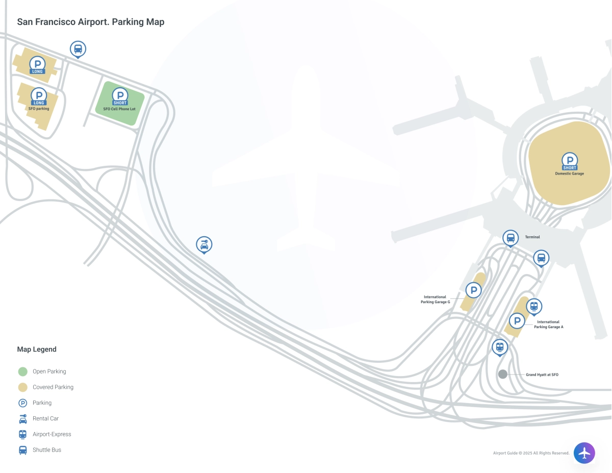 San Francisco International Airport (SFO) Parking Map