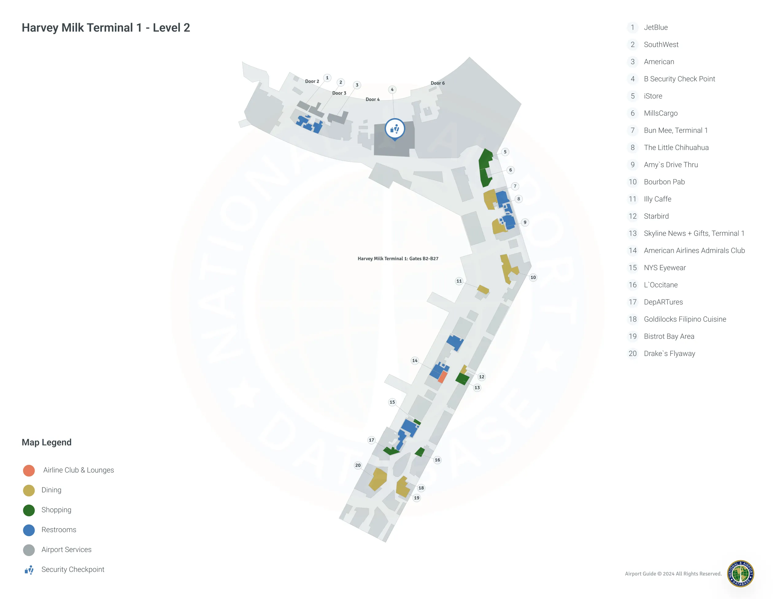 SFO Terminal 1 Level 2 map