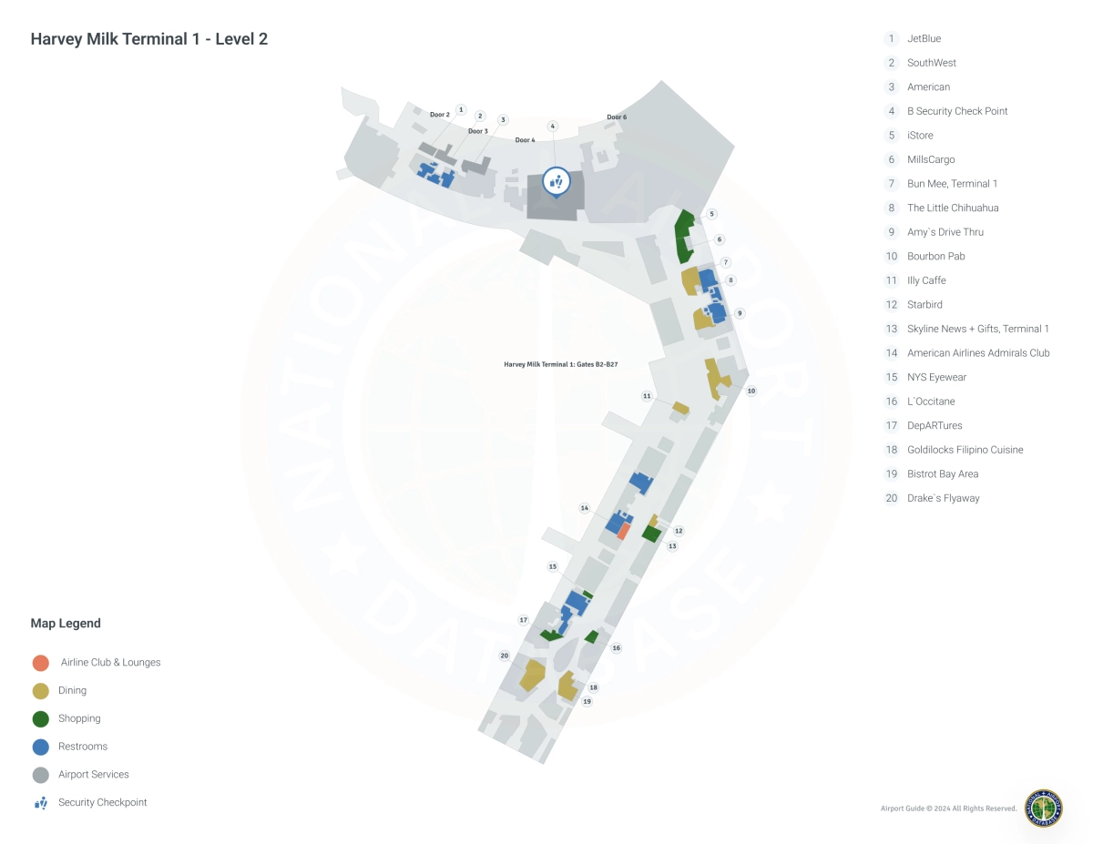 SFO Terminal 1 / Level 2 Map