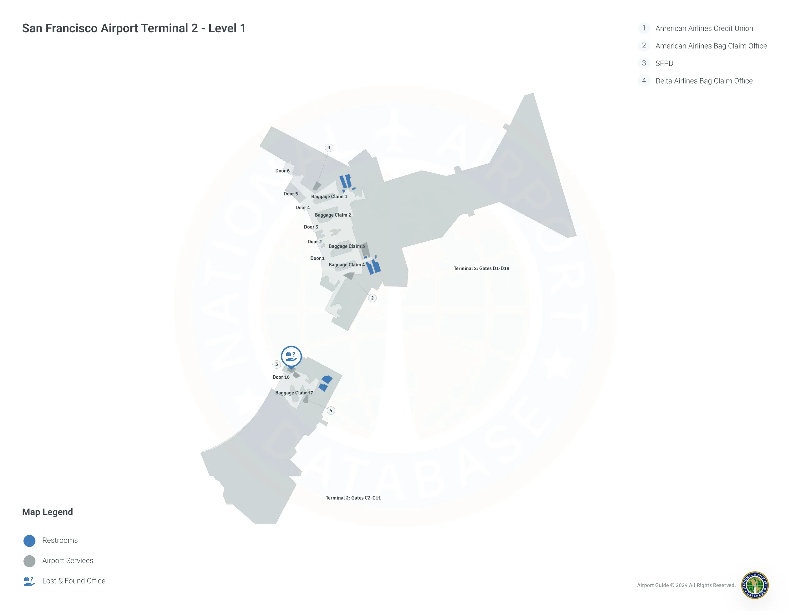 SFO Terminal 2 / Level 1 Map
