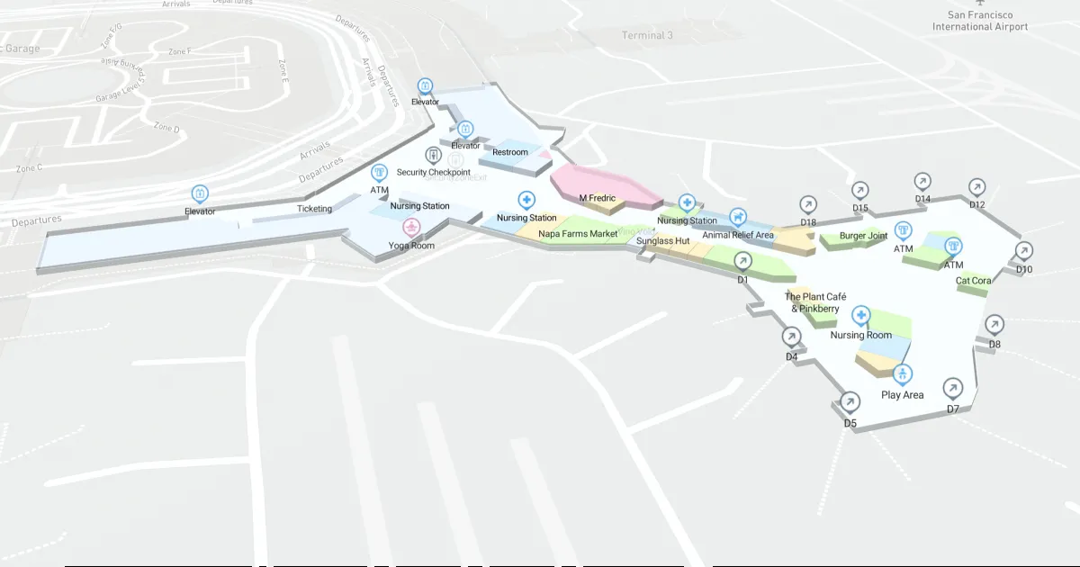 SFO Terminal 2 Level 2 Interactive map