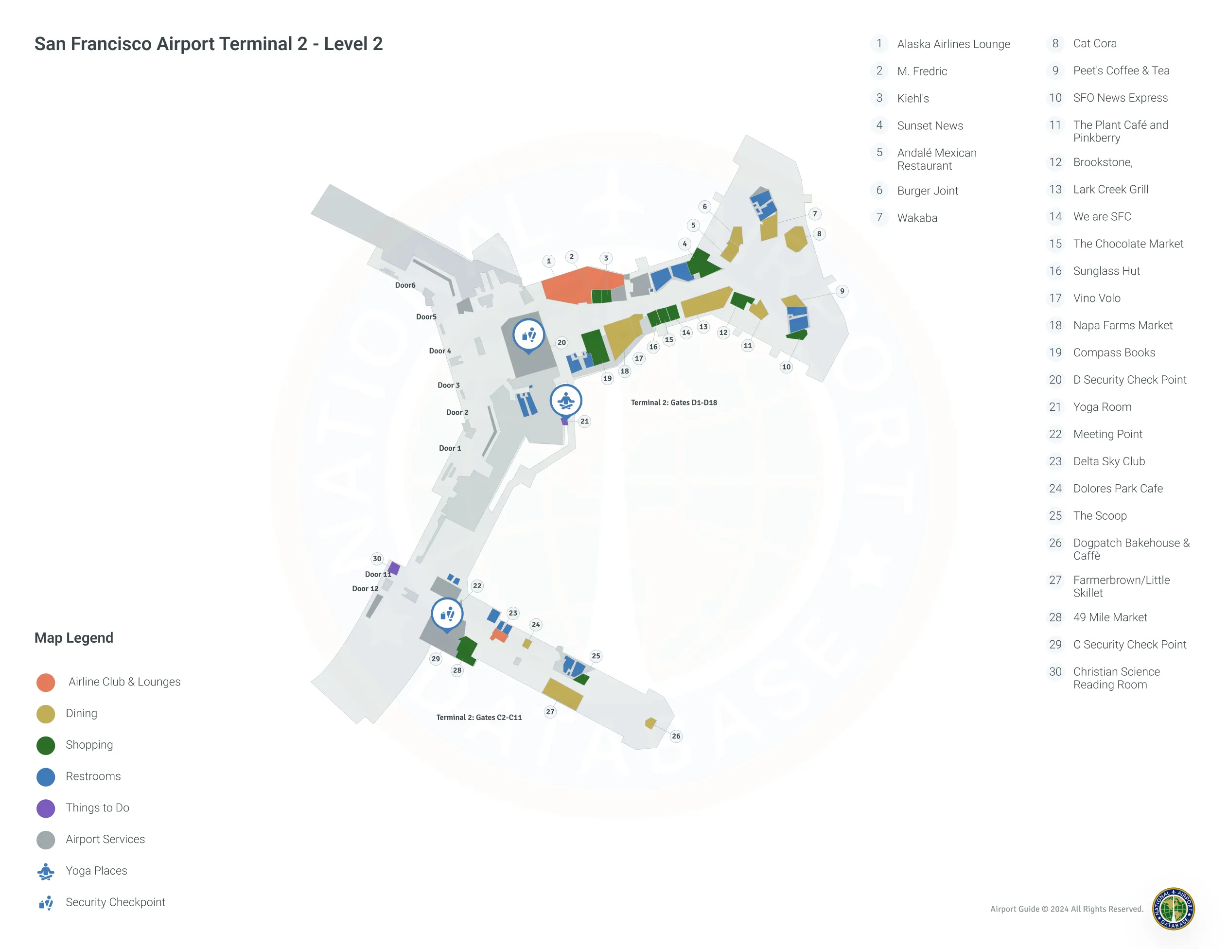 SFO Terminal 2 Level 2 map