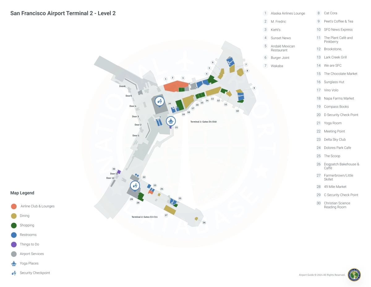 SFO Terminal 2 Level 2 map