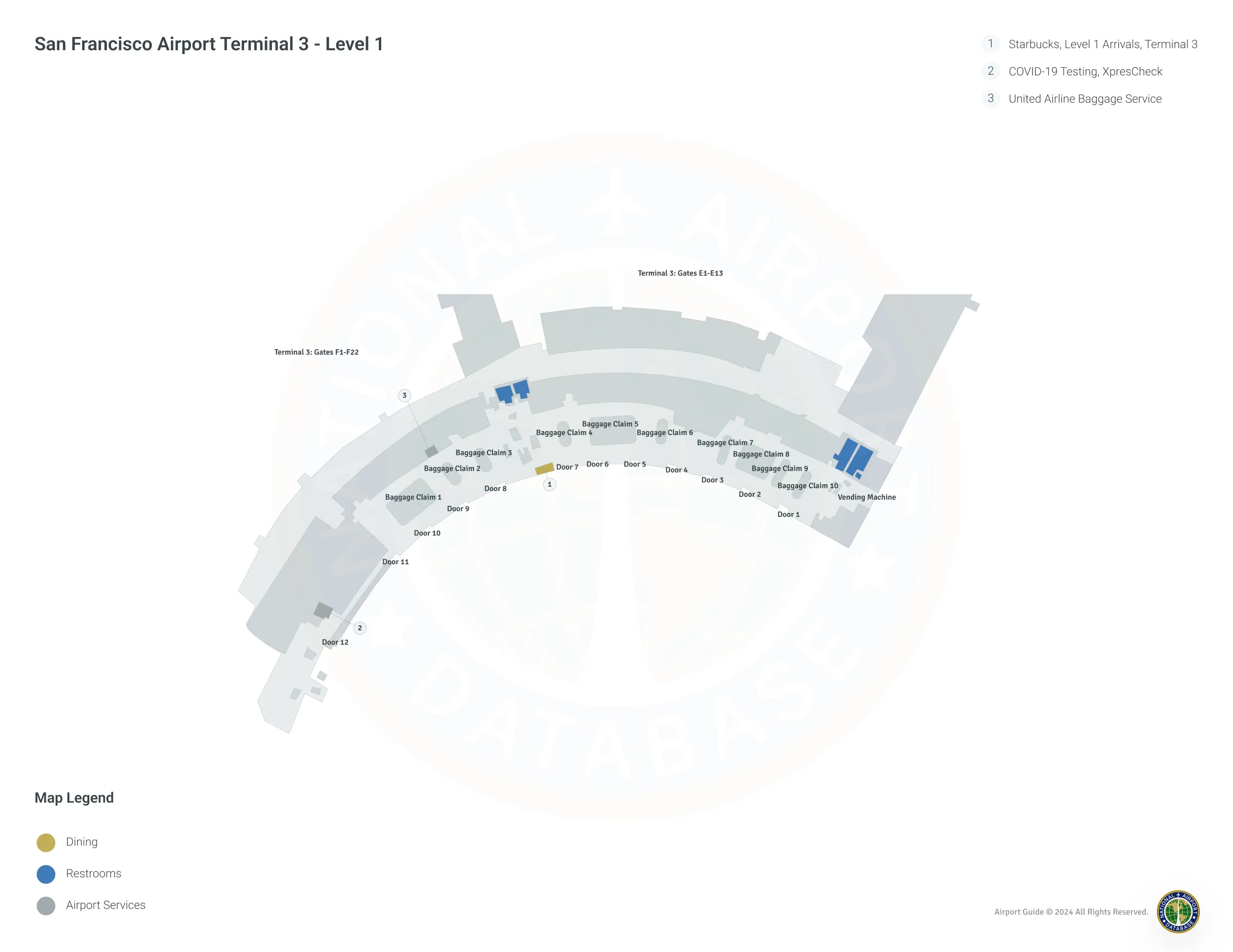 SFO Terminal 3 Level 1 map