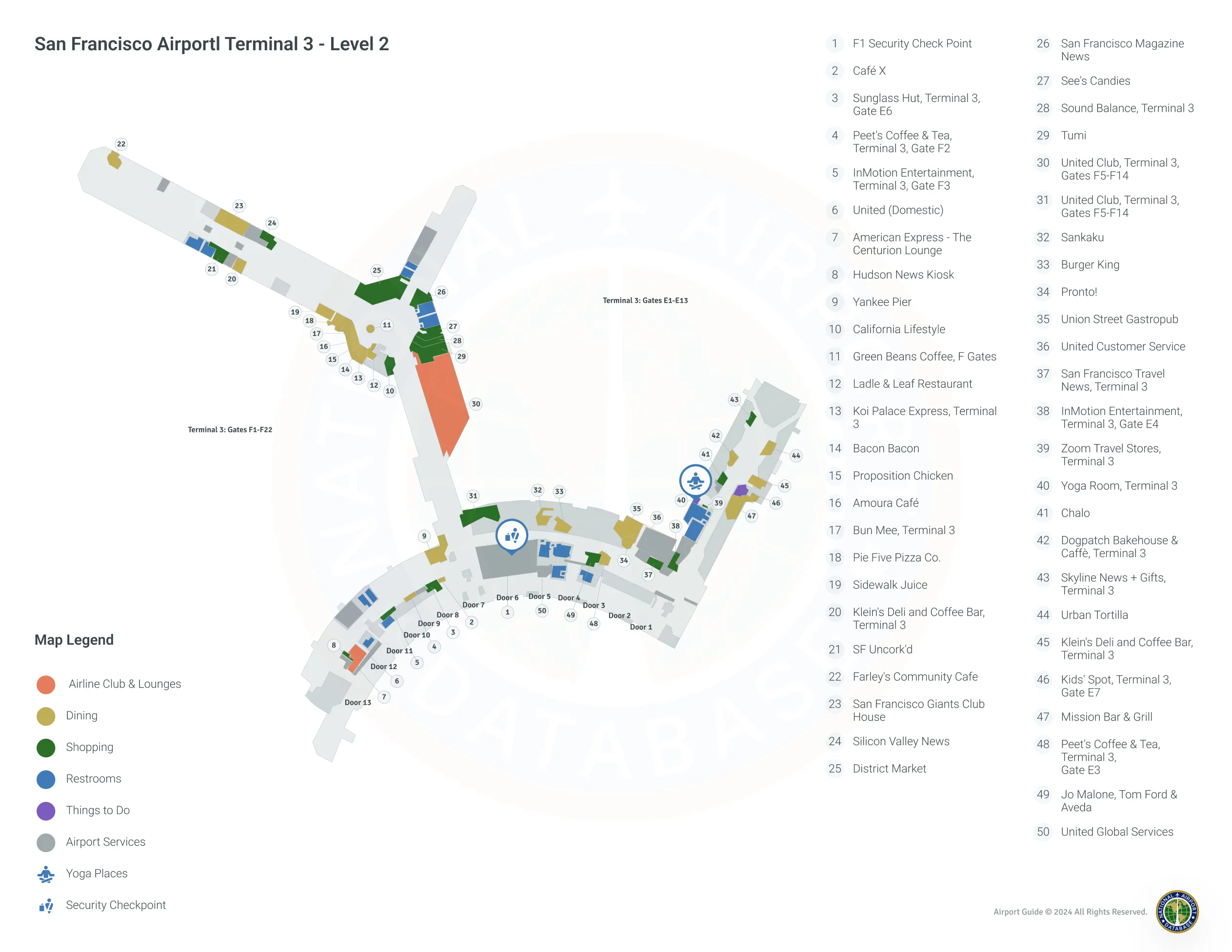 SFO Terminal 3 Level 2 map