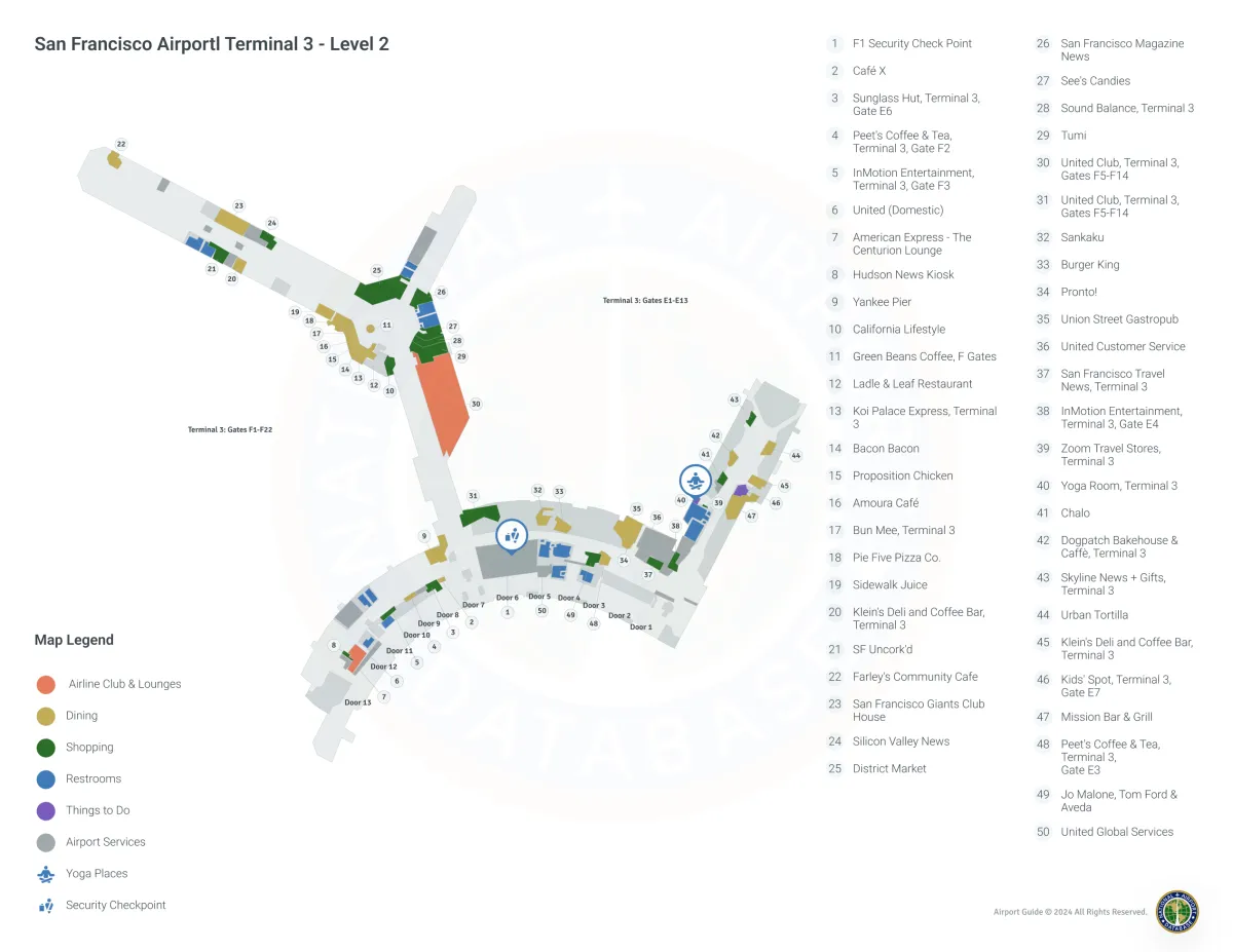 SFO Terminal 3 / Level 2 Map