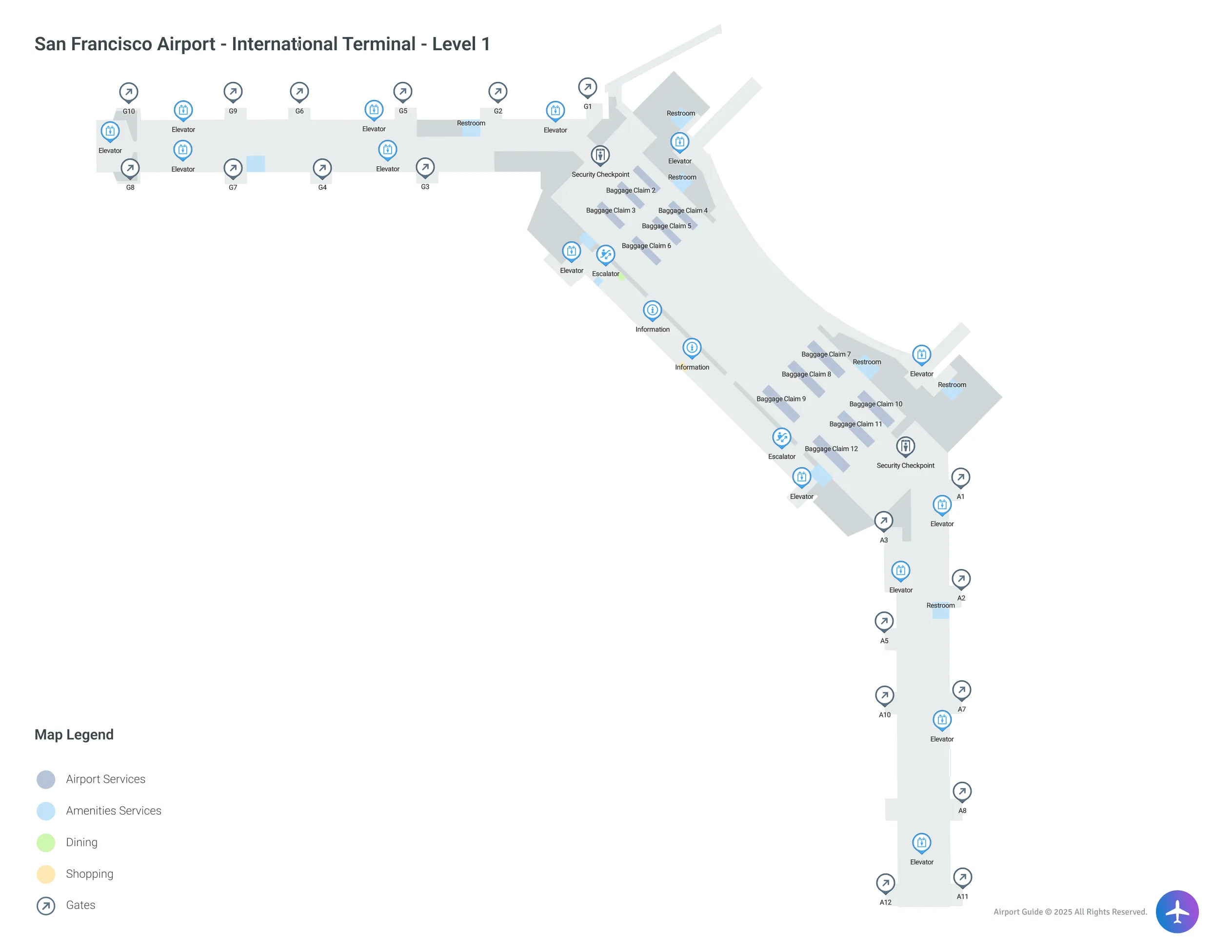 San Francisco Airport SFO | International Terminal/Level 1 Map