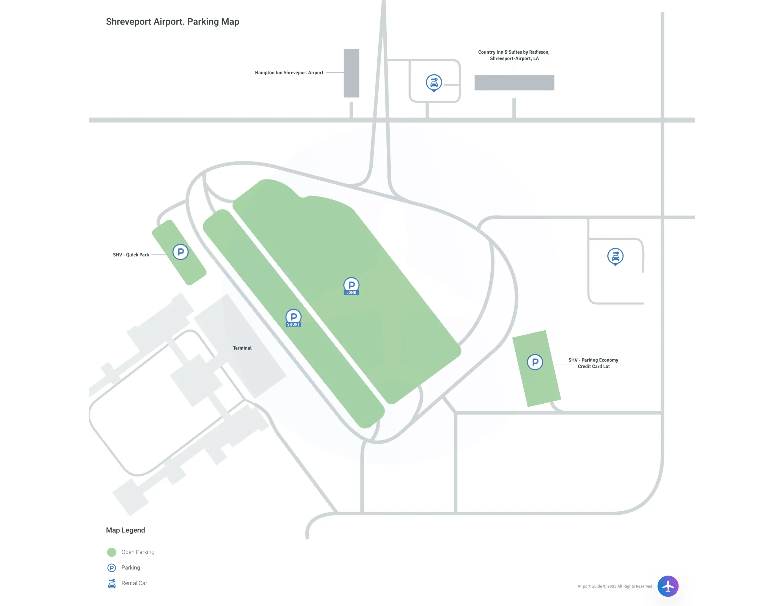Shreveport Regional Airport (SHV) Parking Map