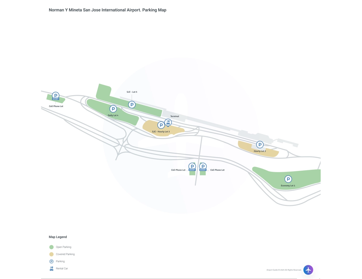 Norman Y Mineta San Jose International Airport (SJC) Parking Map