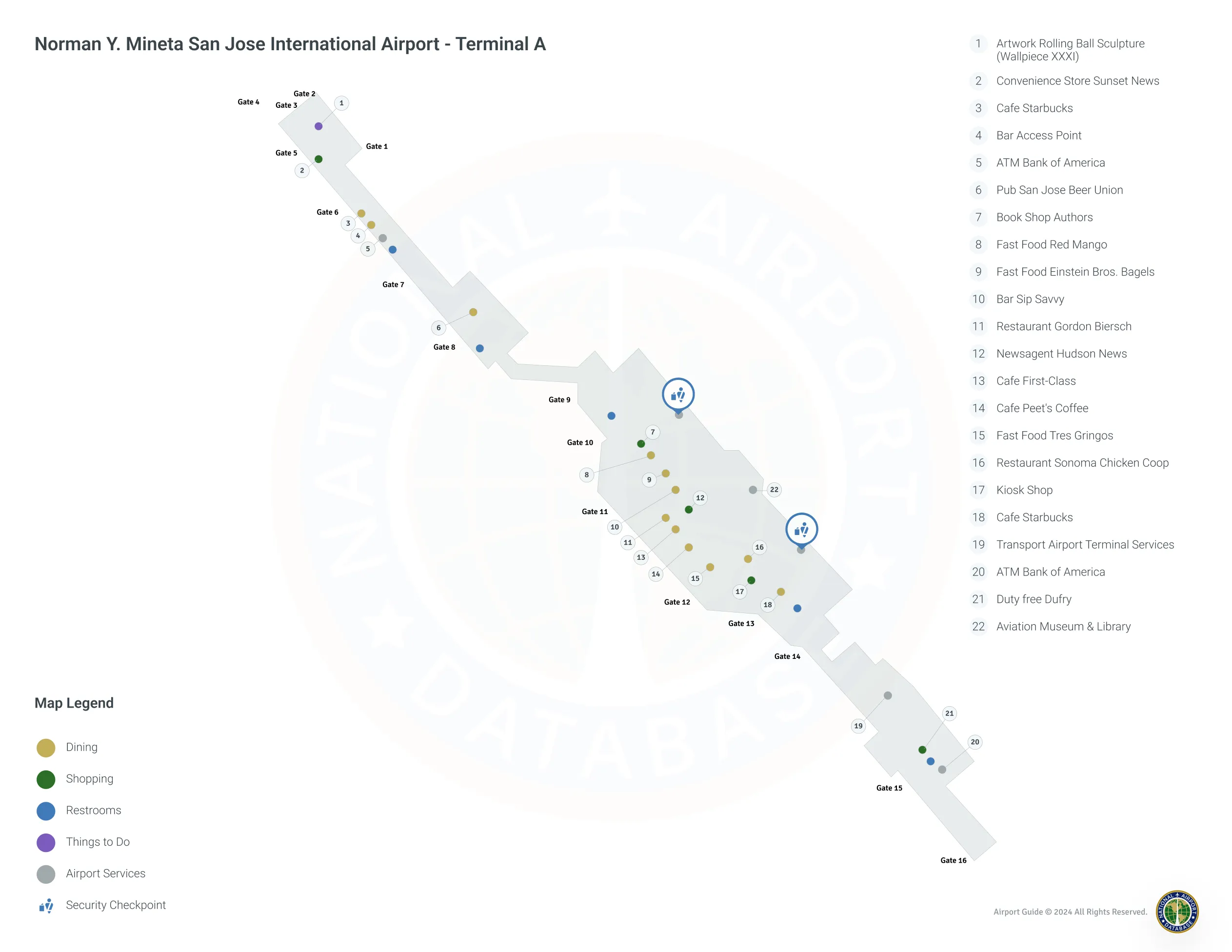 SJC Terminal A / Level 1 Map