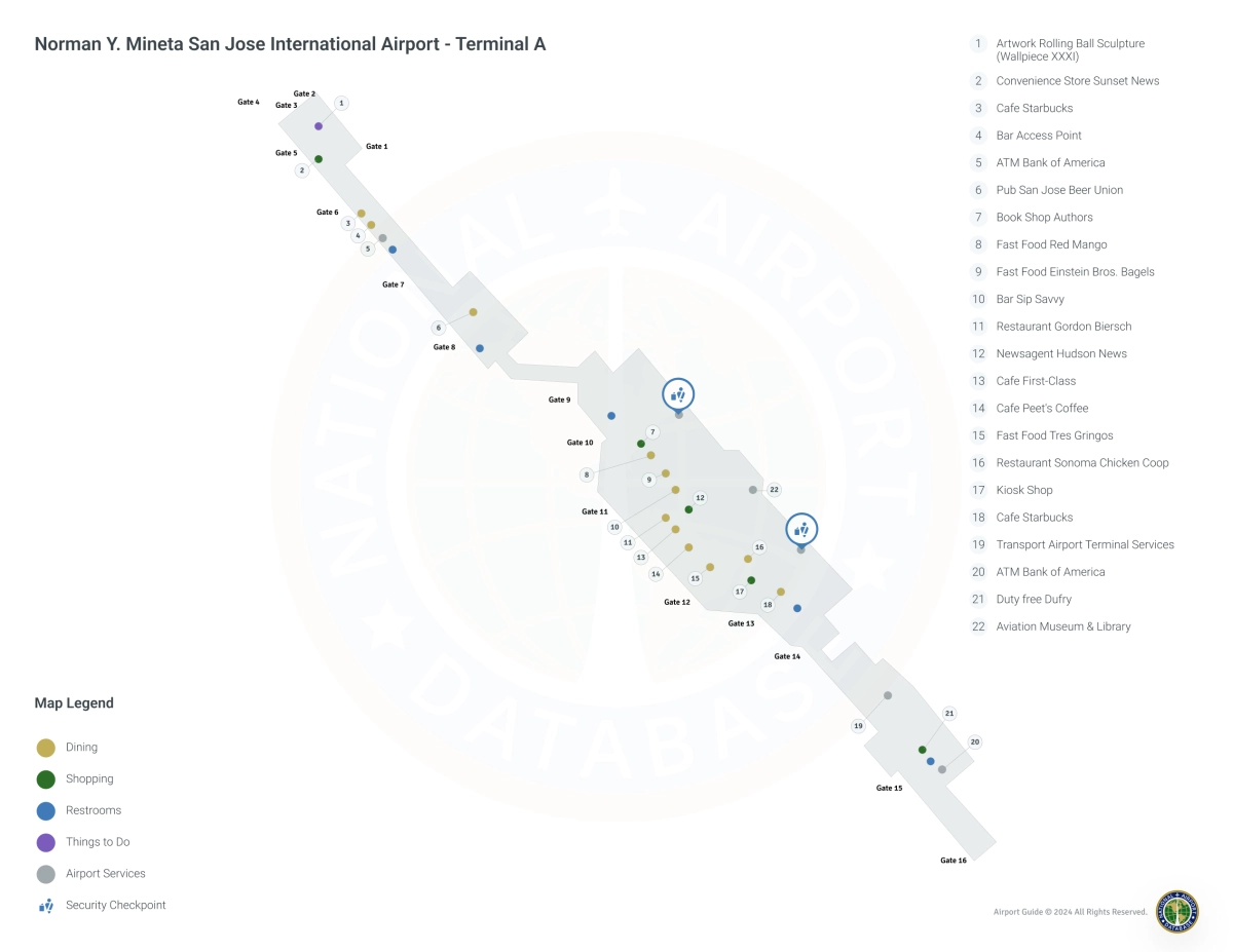 SJC Terminal A / Level 1 Map