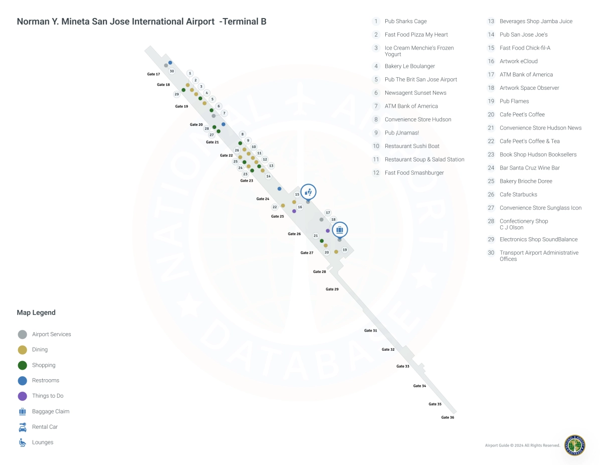 SJC Terminal B / Level 1 Map