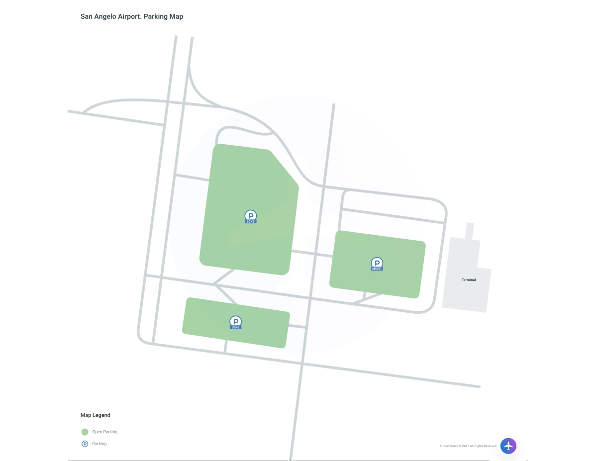 San Angelo Regional Airport/Mathis Field (SJT) Parking Map