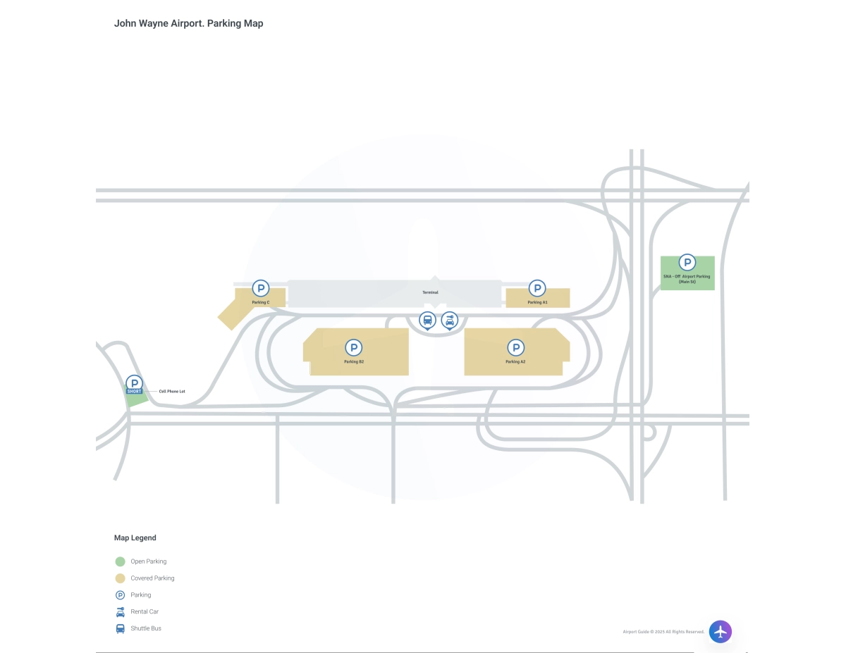 John Wayne Airport-Orange County (SNA) Parking Map