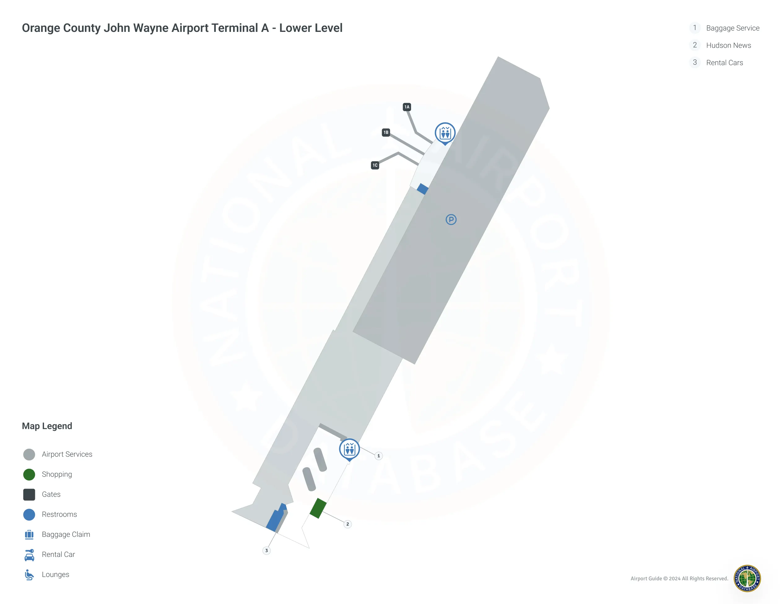 John Wayne Airport SNA | Terminal A/Lower Level Map
