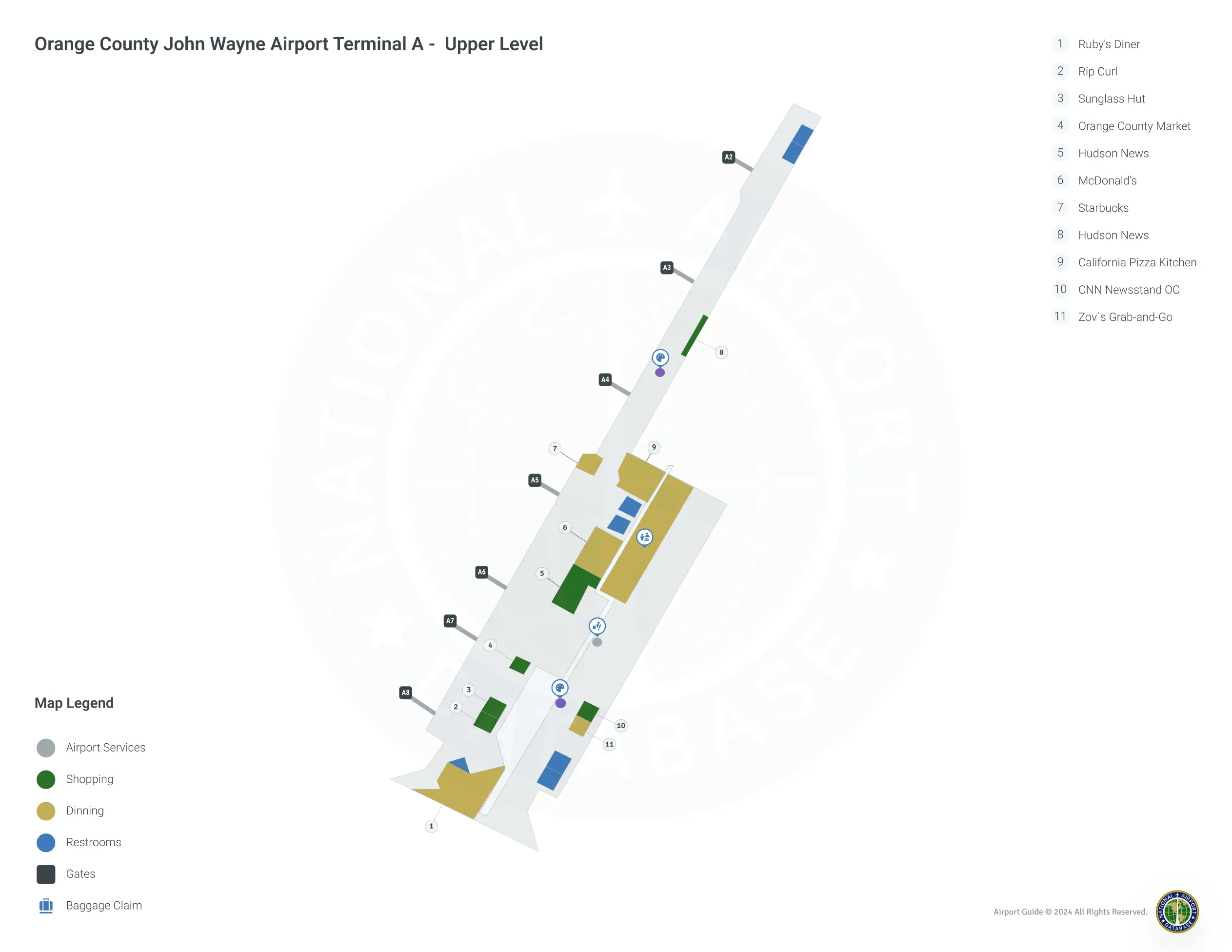 SNA Terminal A Upper Level map