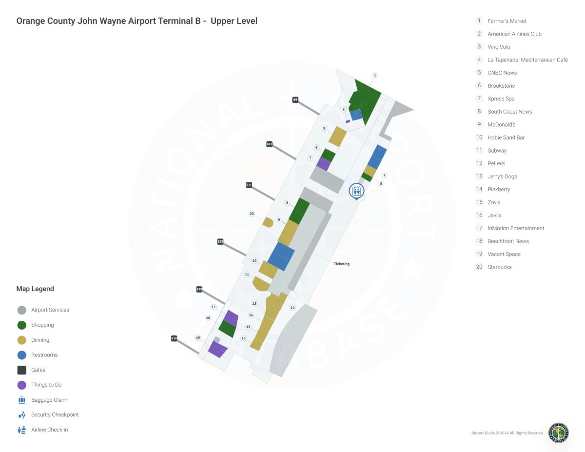 SNA Terminal B Upper Level map