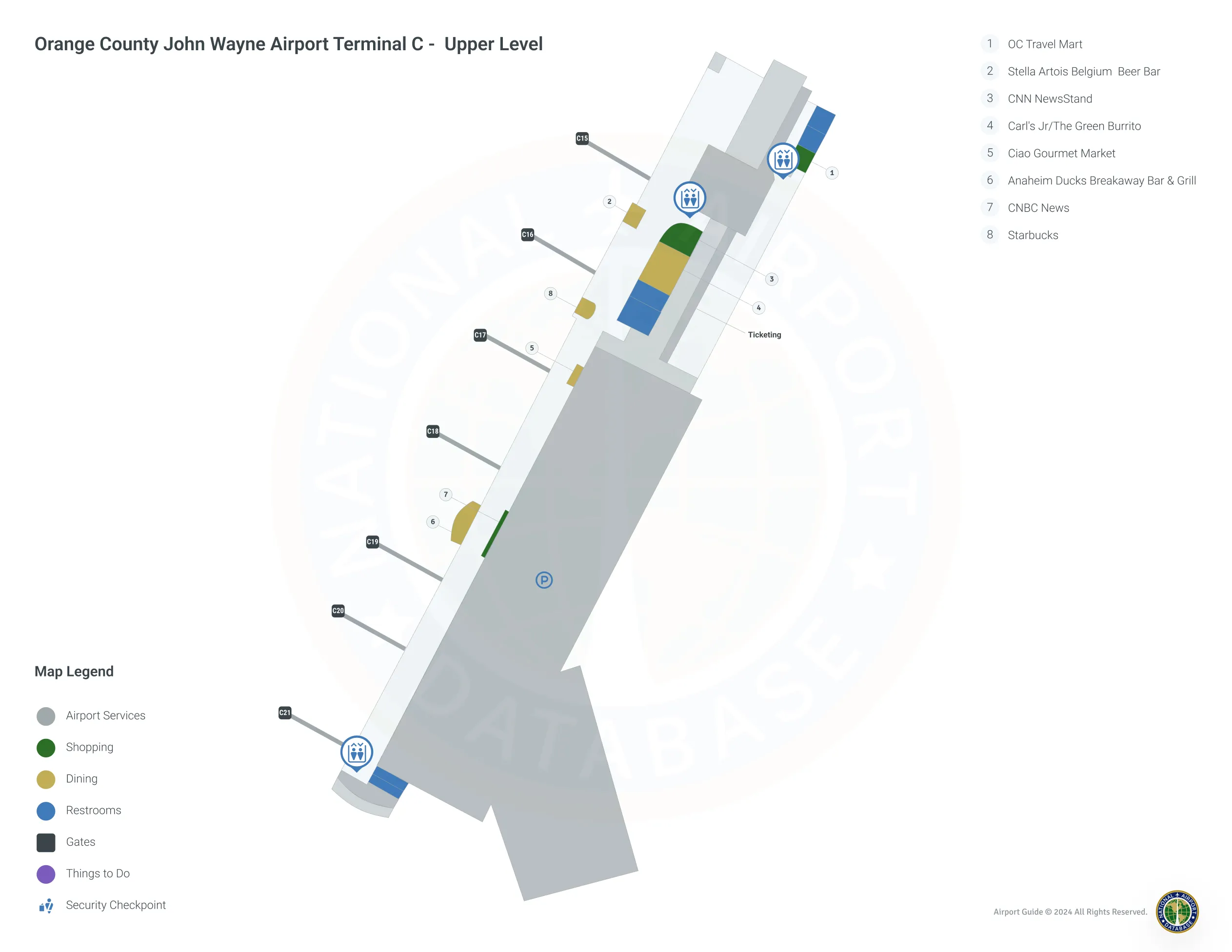John Wayne Airport SNA | Terminal C/Lower Level Map