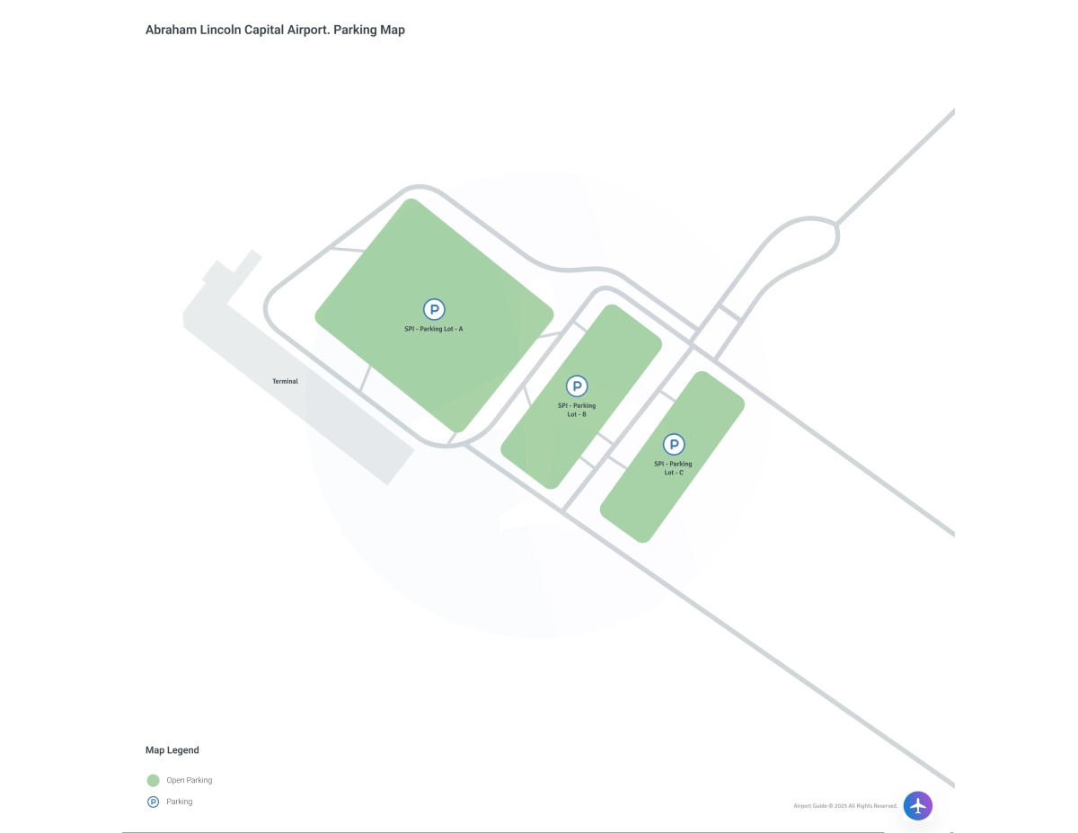 Abraham Lincoln Capital Airport (SPI) Parking Map