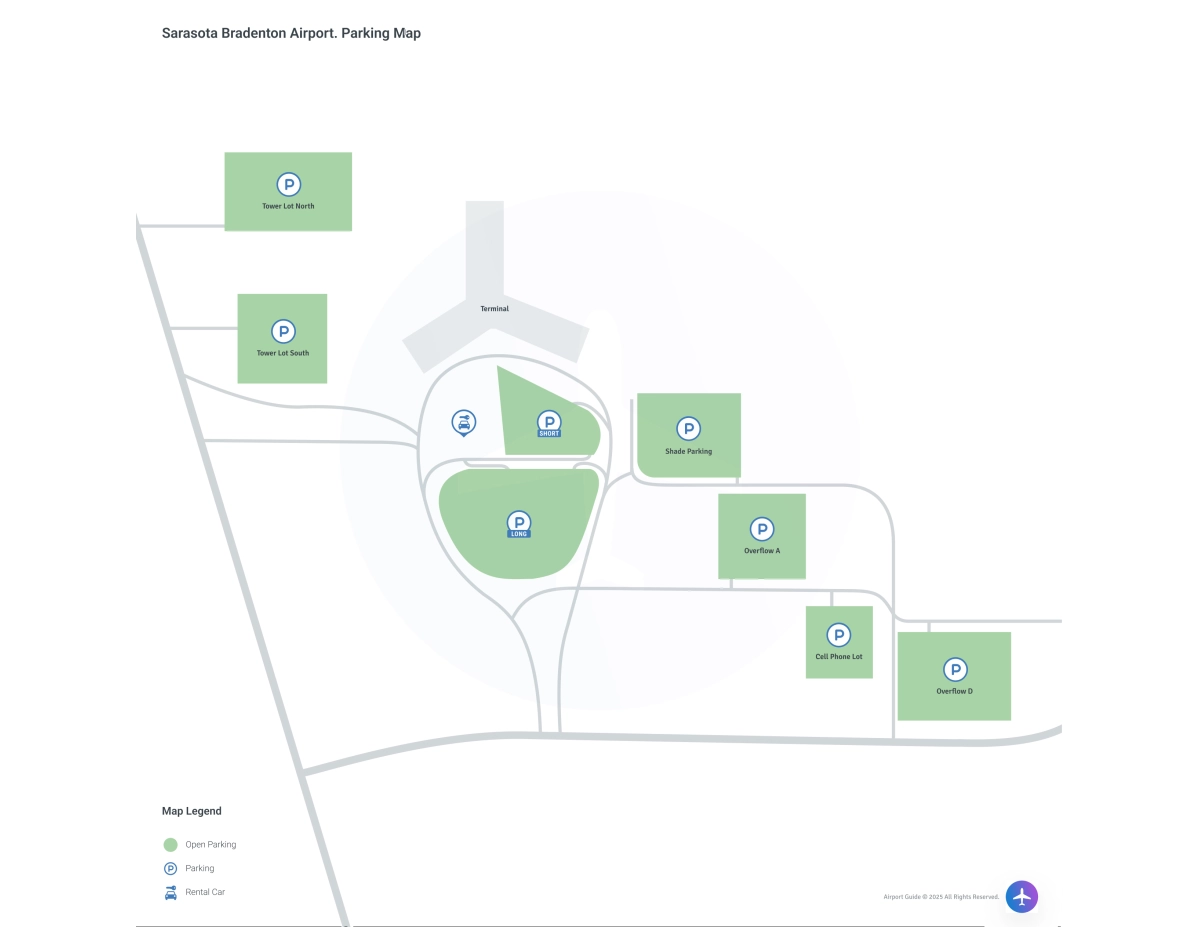 Sarasota/Bradenton International Airport (SRQ) Parking Map
