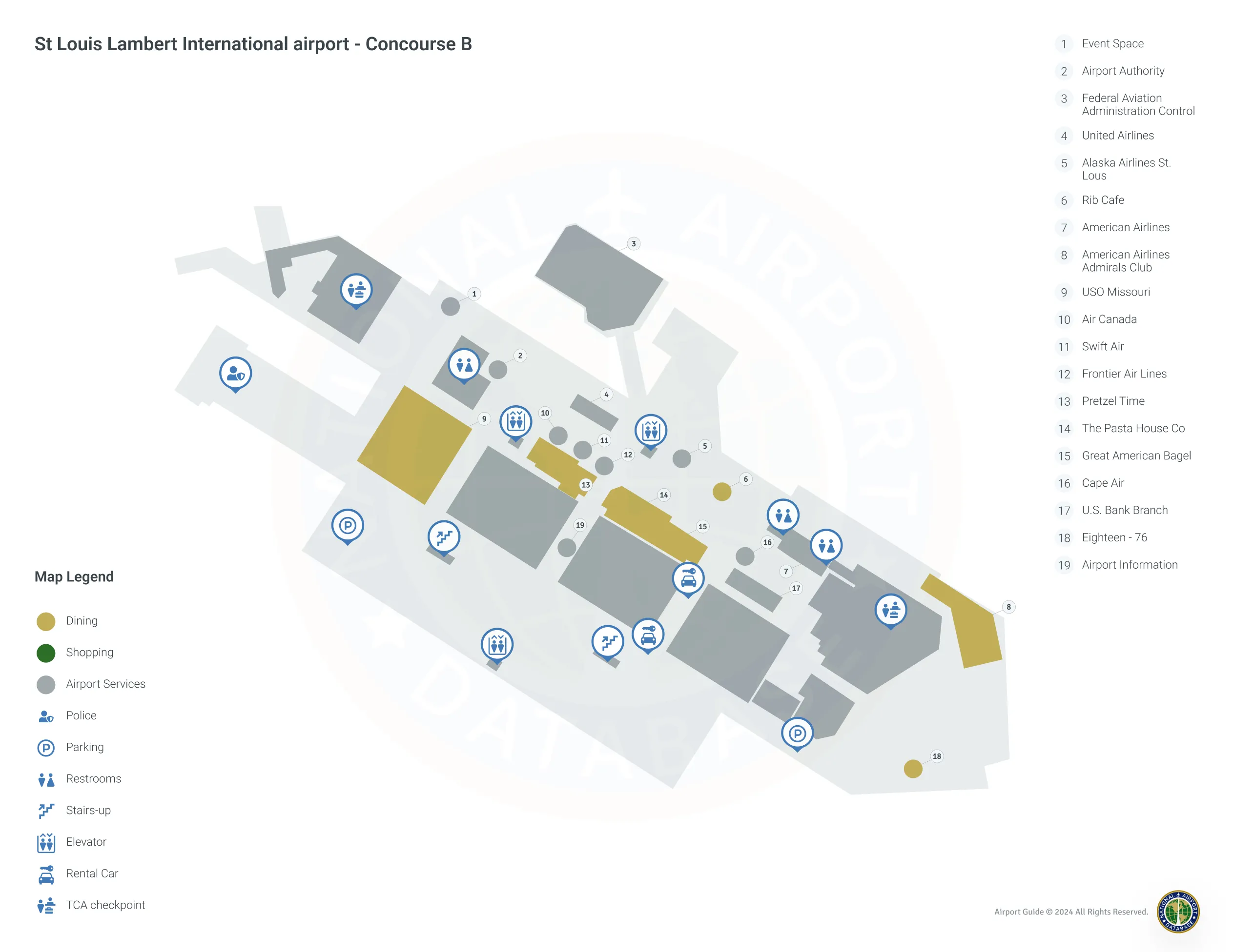 STL Concourse B / Level 1 Map