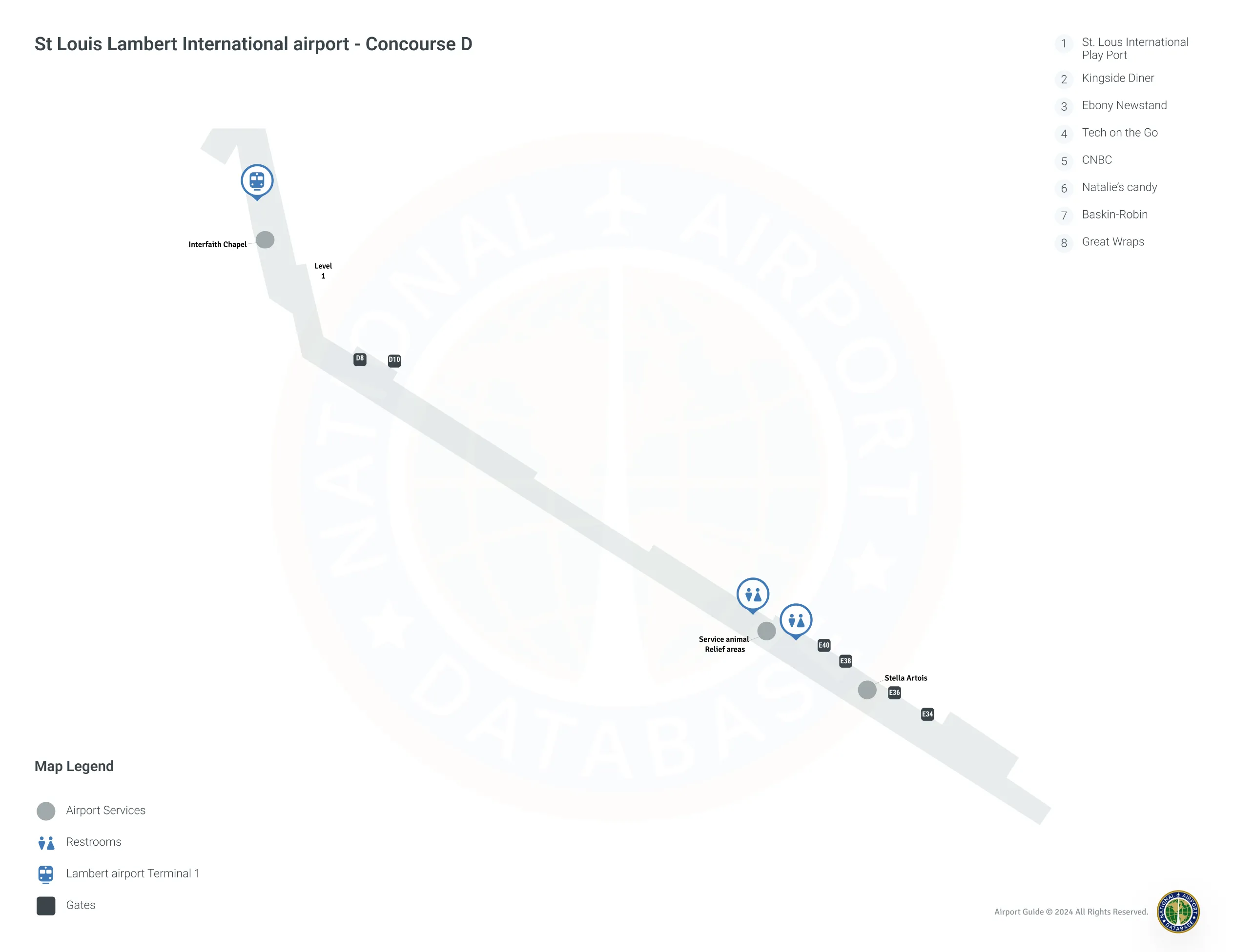 STL Concourse D / Level 1 Map