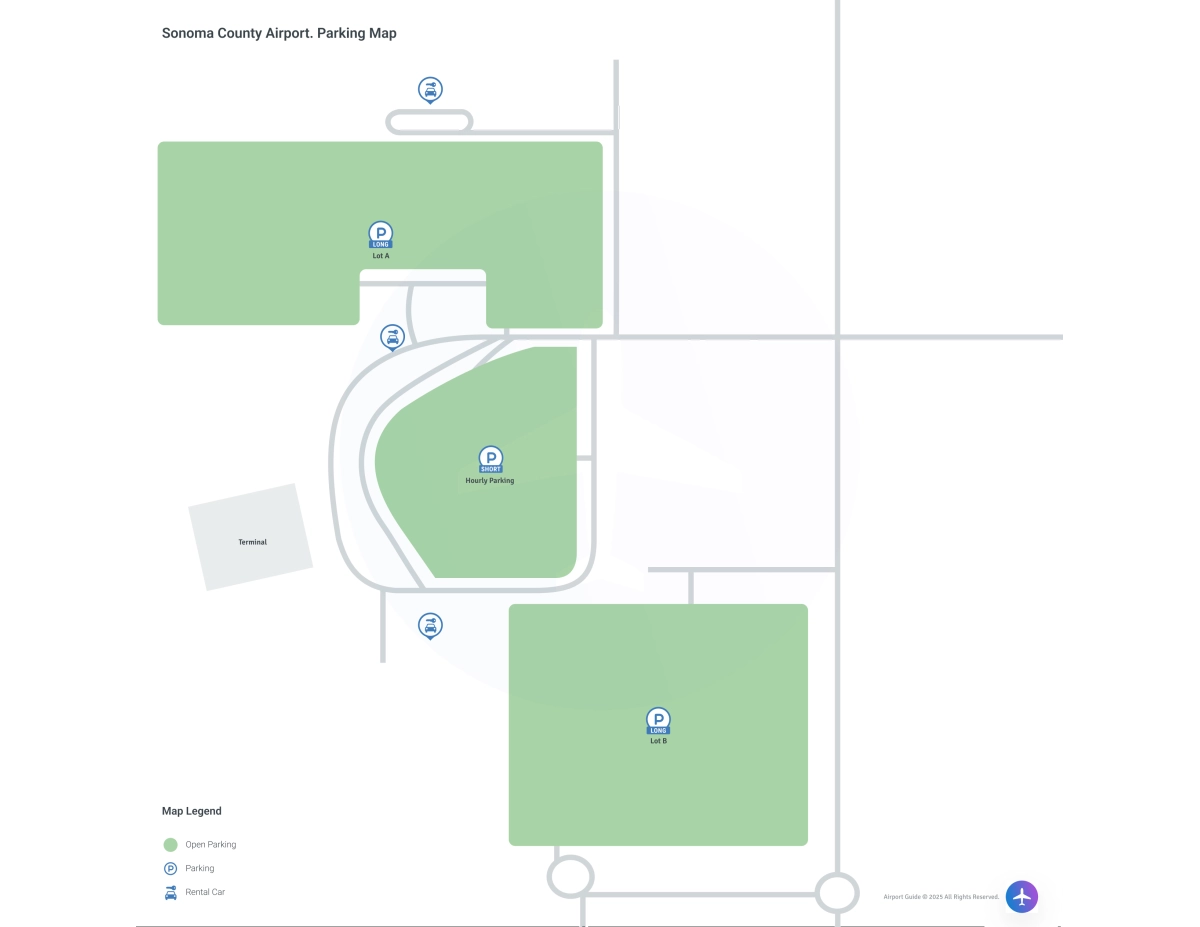 Charles M Schulz-Sonoma County Airport (STS) Parking Map