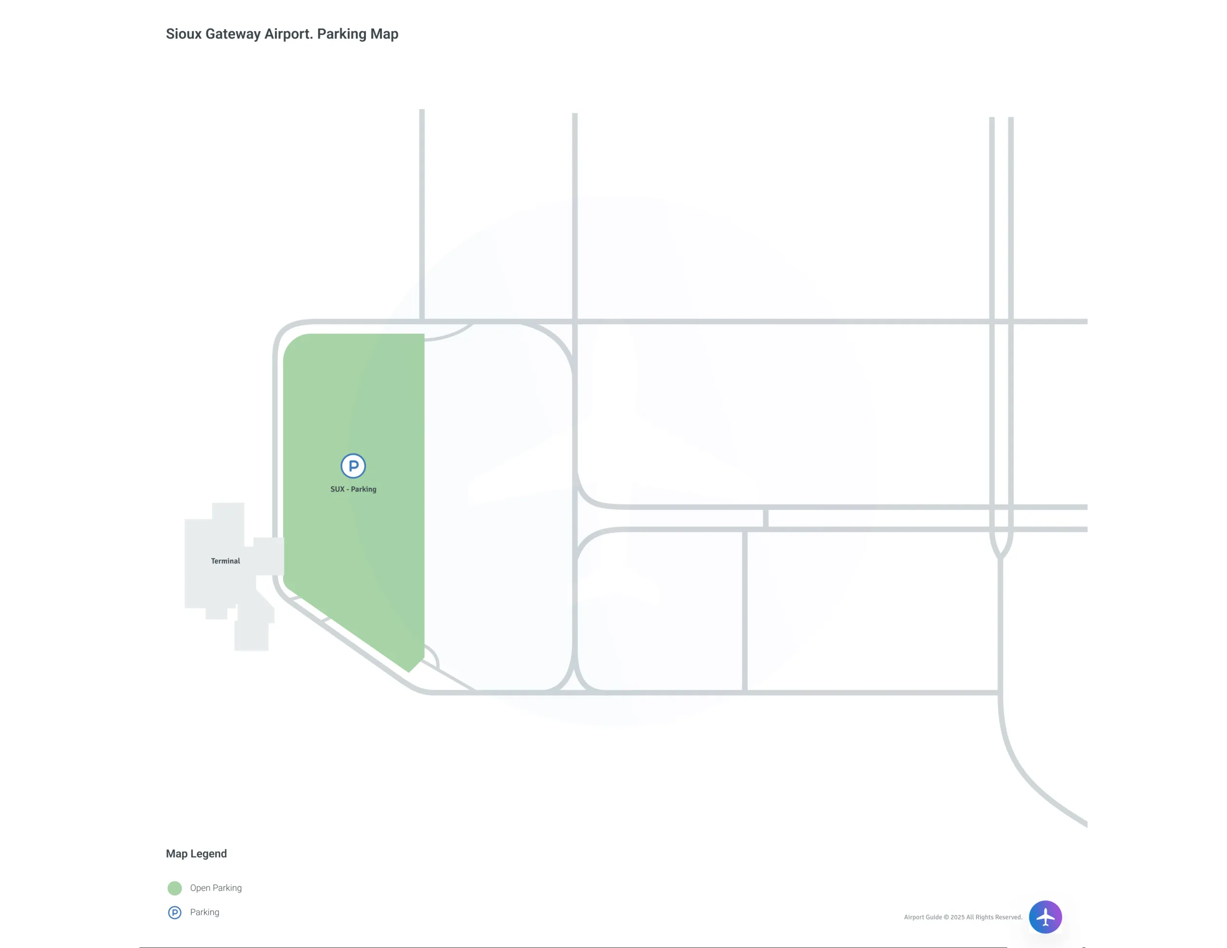 Sioux Gateway Airport-Brigadier General Bud Day Field (SUX) Parking Map