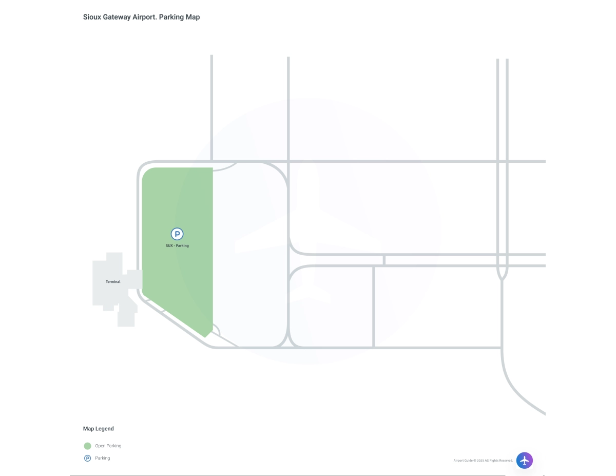 Sioux Gateway Airport-Brigadier General Bud Day Field (SUX) Parking Map
