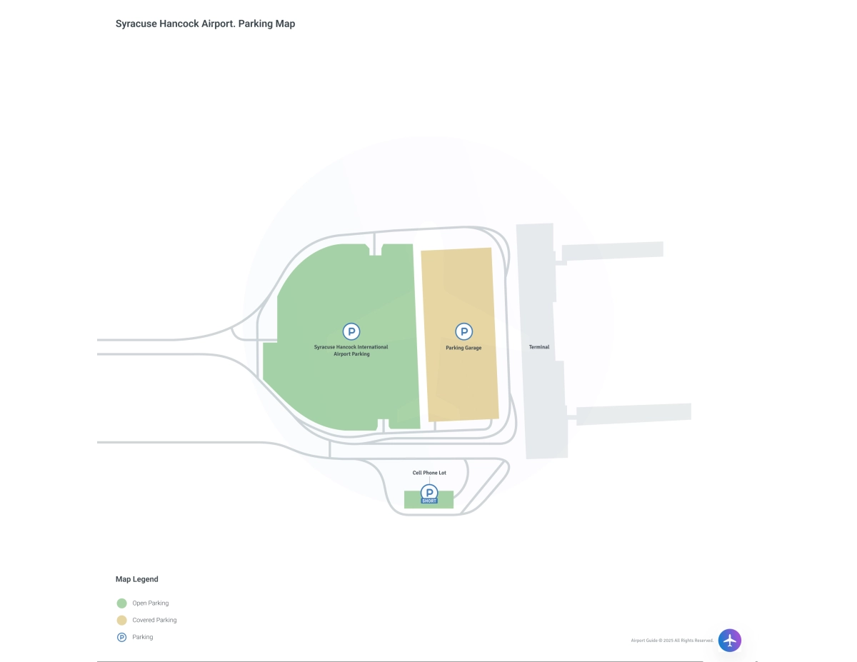 Syracuse Hancock International Airport (SYR) Parking Map
