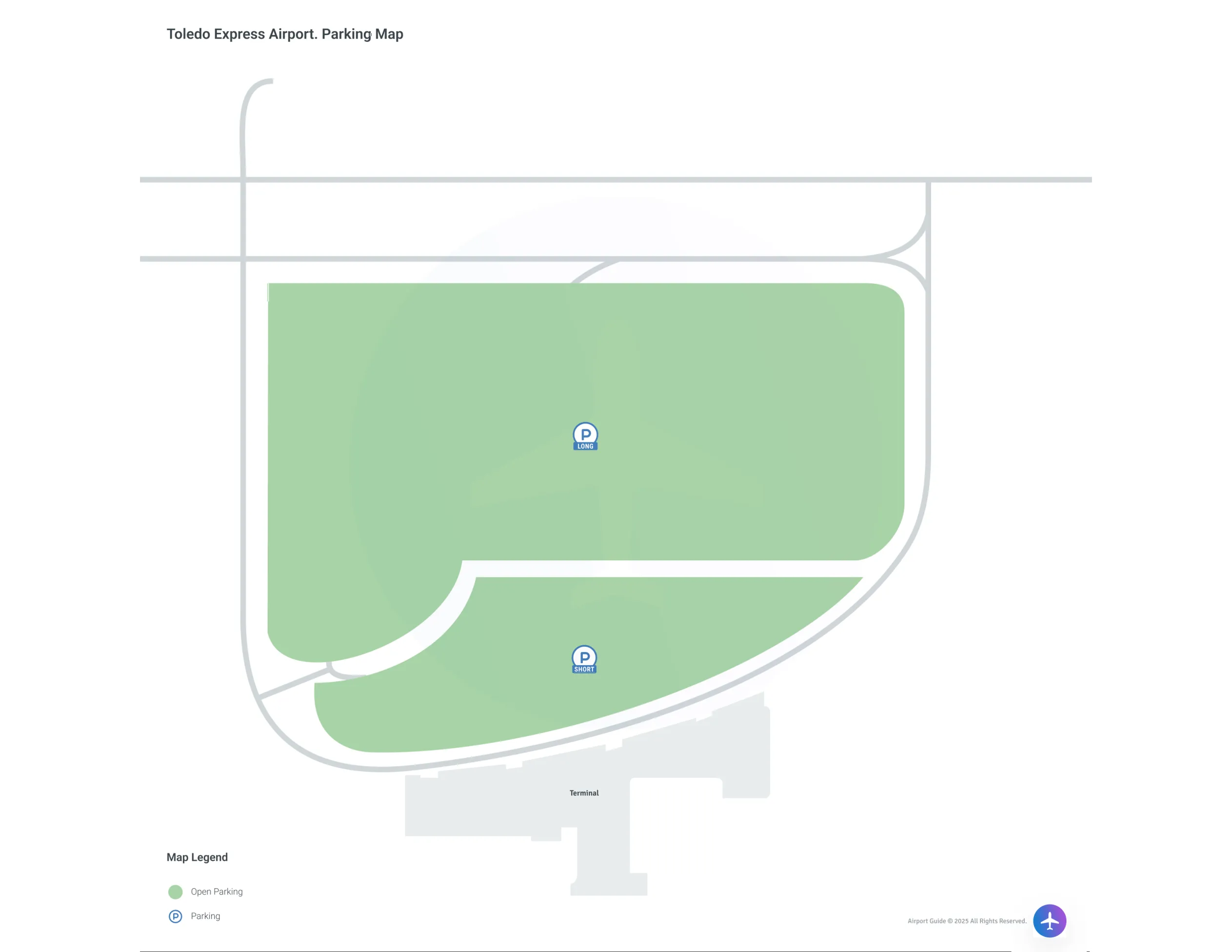 Eugene F Kranz Toledo Express Airport (TOL) Parking Map