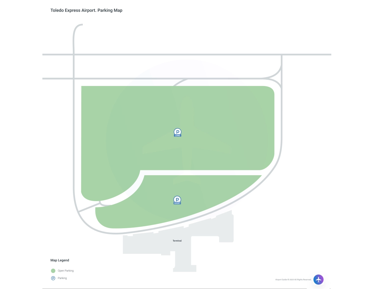 Eugene F Kranz Toledo Express Airport (TOL) Parking Map