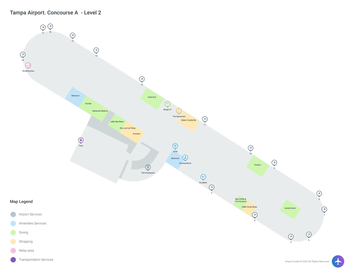 TPA Concourse A Level 2 map