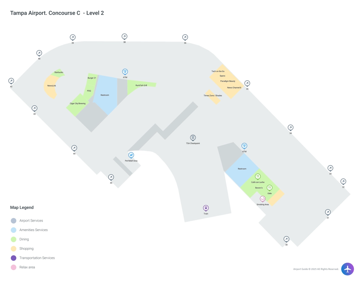 TPA Concourse C Level 2 map