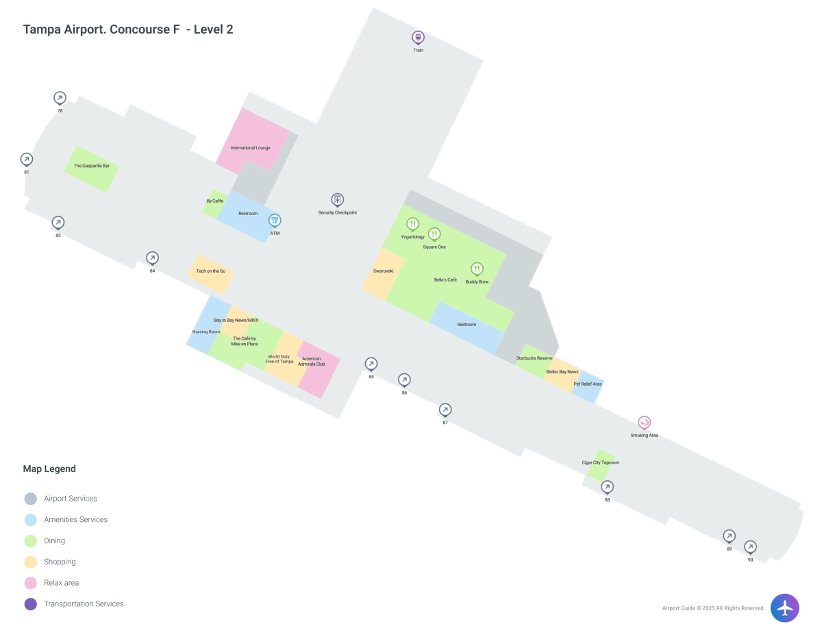 TPA Concourse F Level 2 map