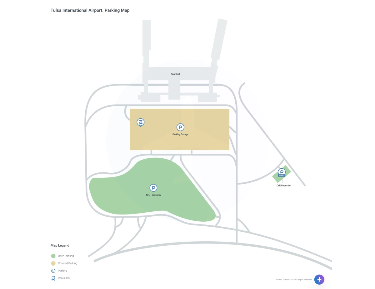 Tulsa International Airport (TUL) Parking Map