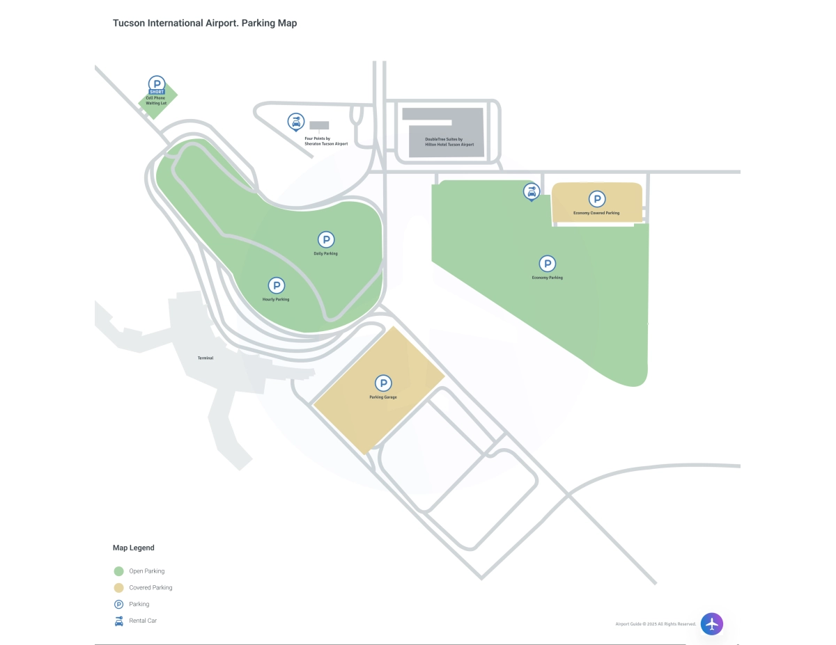 Tucson International Airport (TUS) Parking Map