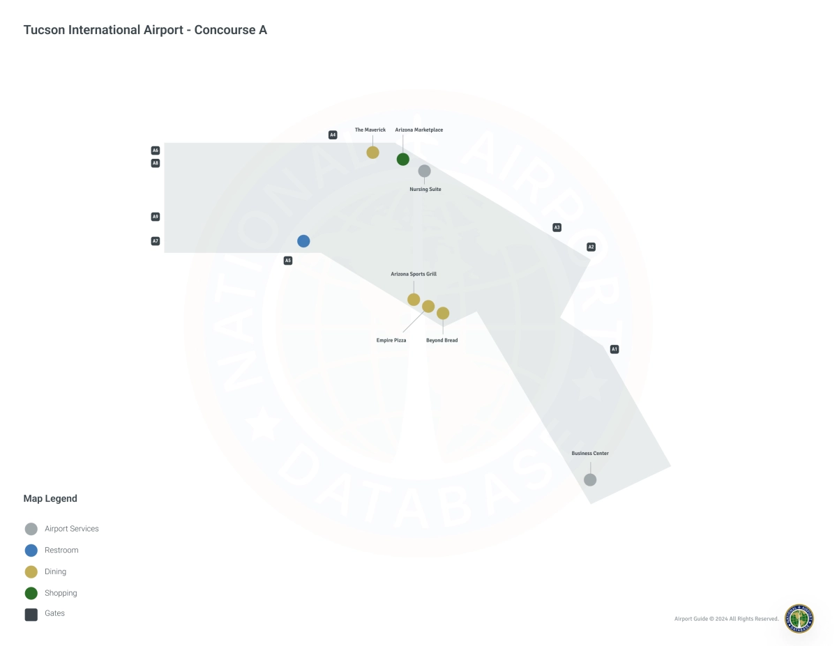 Tucson Airport TUS | Concourse A/Level 1 Map