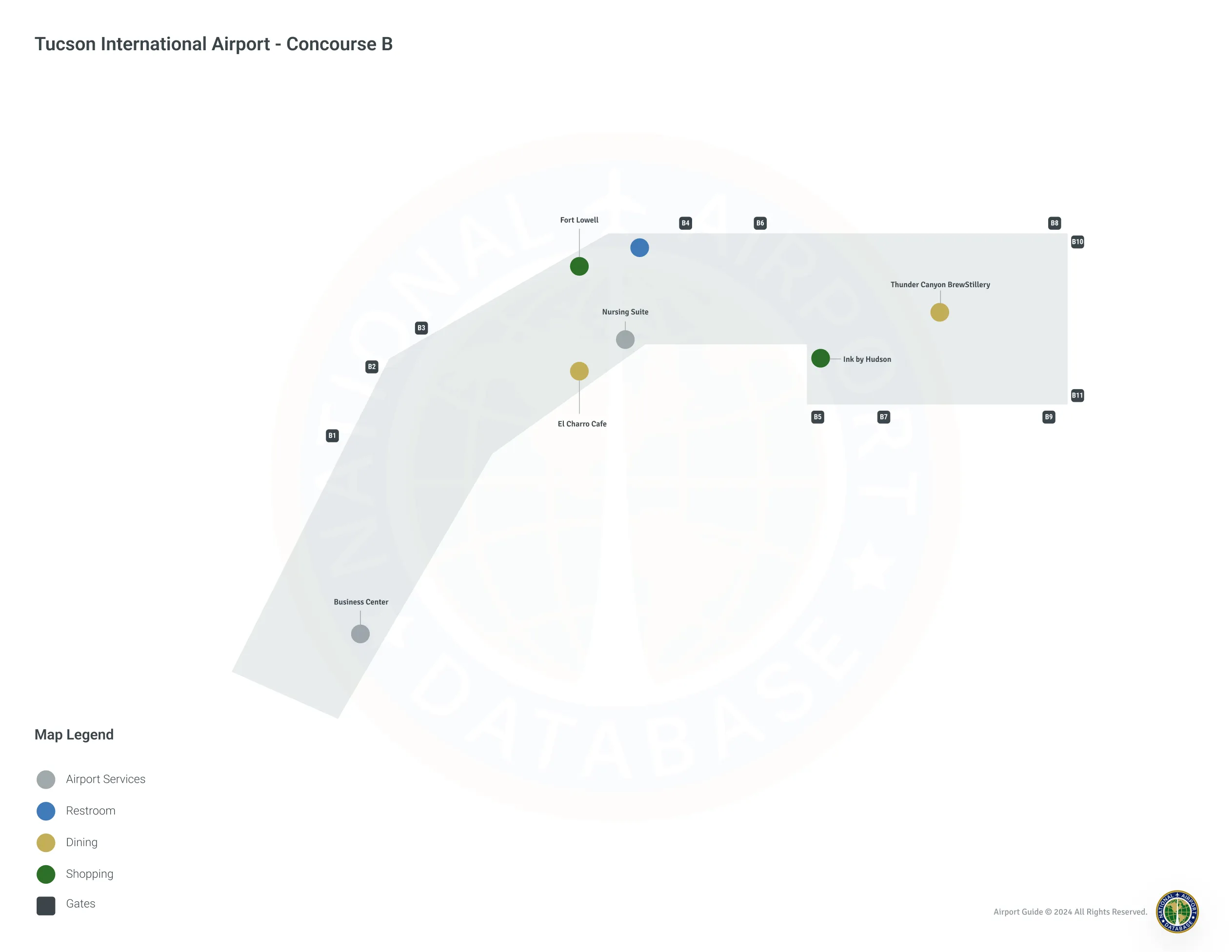 Tucson Airport TUS | Concourse B/Level 1 Map
