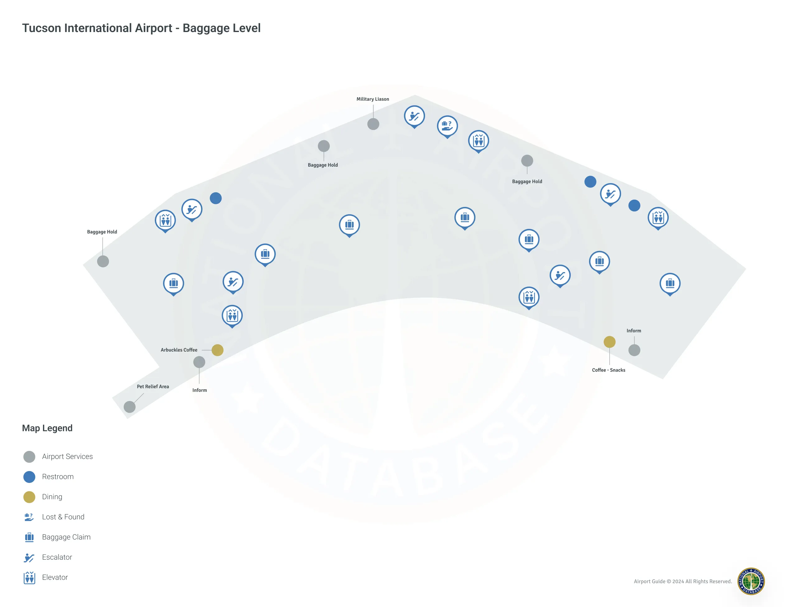 Tucson Airport TUS | Terminal 1/Level 1 Map